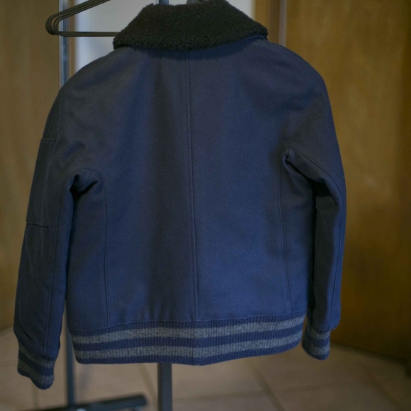 J.Crew Collection shearling bomber jacket | Navy | size 4 - Picture 4 of 16